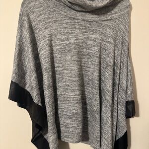 Gray Women's Sweater with Black Trim